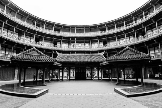 四川古鎮(zhèn)黑白照片