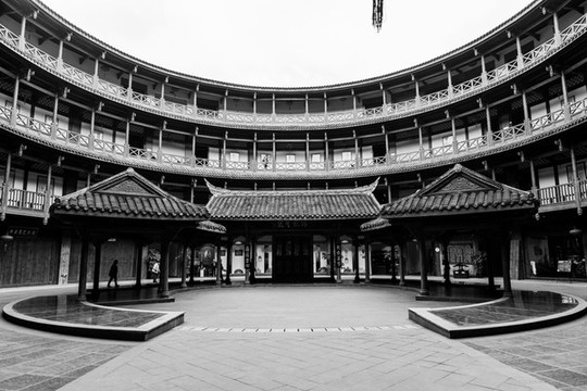 四川古鎮(zhèn)黑白照片