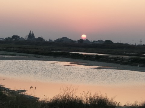 魚塘晚霞