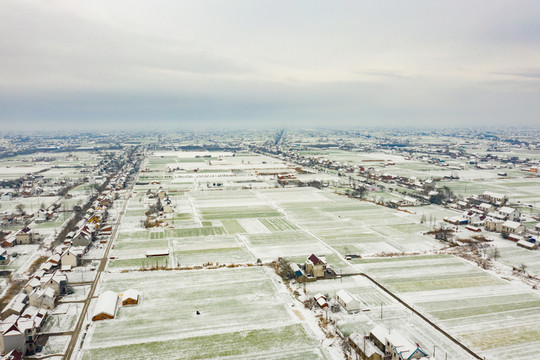 江蘇南通如東農(nóng)村雪景航拍