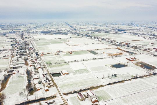 農(nóng)村雪景航拍