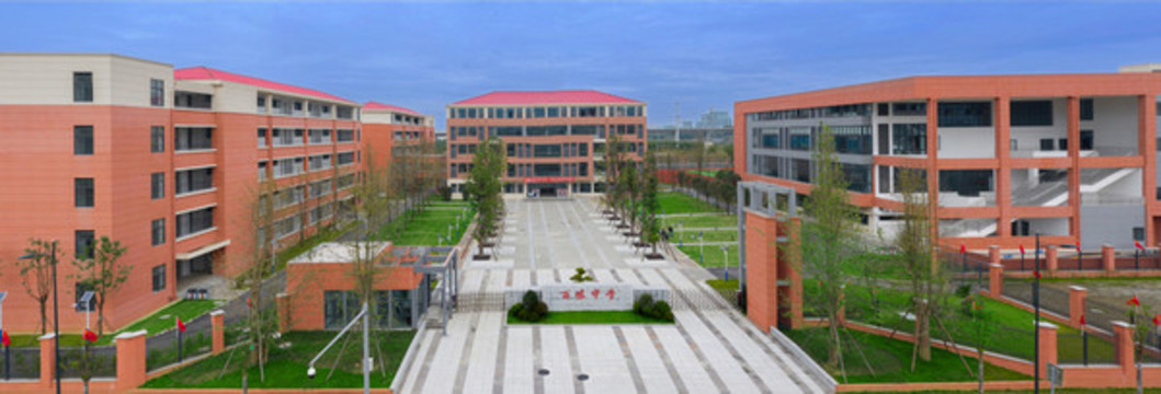 東坡區(qū)百坡中學(xué)大門(mén)航拍圖
