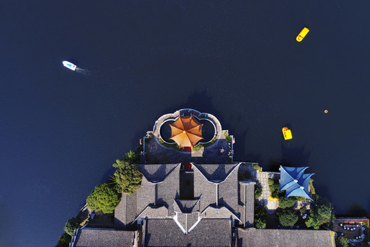 寧波月湖公園航拍
