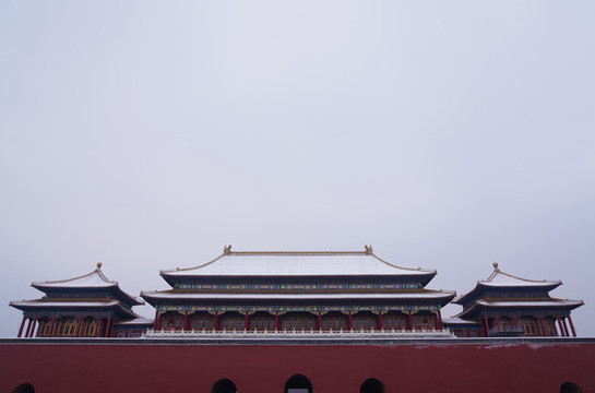 北京天安門故宮雪景