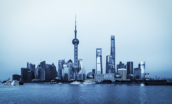 上海陸家嘴現(xiàn)代建筑天際線全景