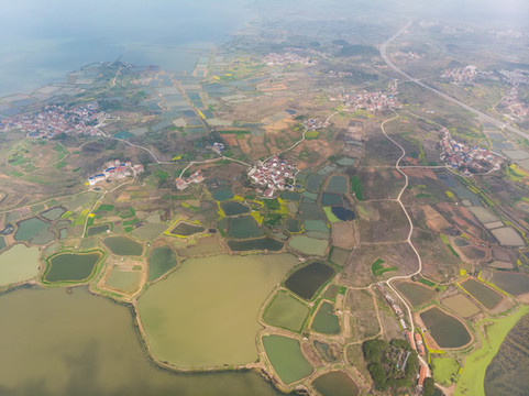 湖北大冶保安湖濕地公園航拍風(fēng)光