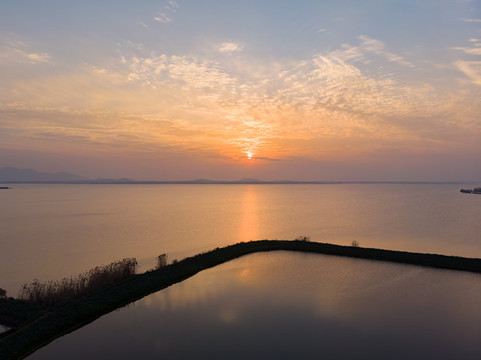 湖北黃石保安湖濕地公園航拍風(fēng)光