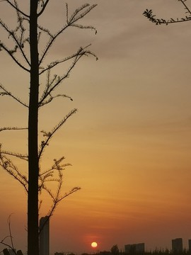 湖邊夕陽