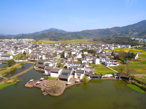 航拍呈坎古村