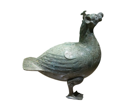 戰(zhàn)國(guó)文物嵌綠松石鳥(niǎo)形尊