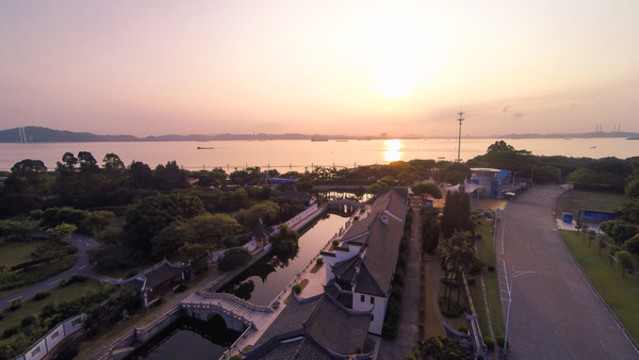 廣州南沙濱海公園天后宮航拍