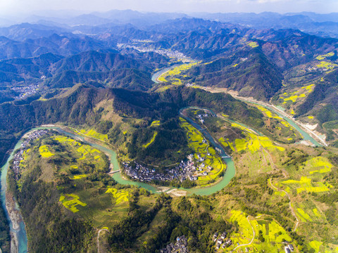 航拍石潭古村