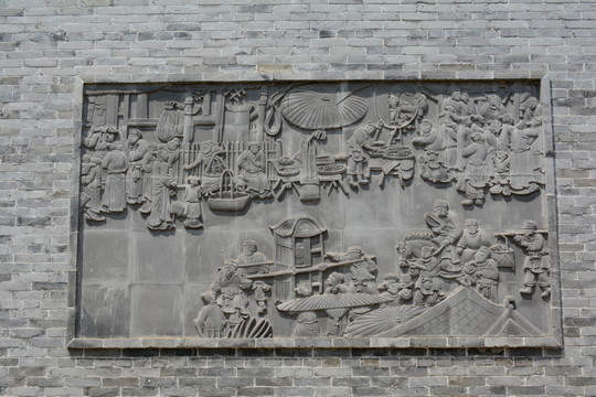 古代集市磚雕