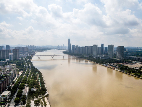 廣州市珠江兩岸城市風光航拍