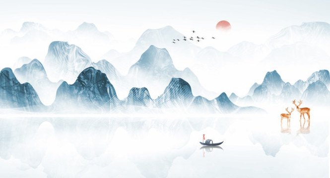 藍色山水畫