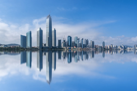 青島金融中心建筑景觀天際線全景