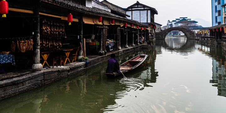 烏篷船水鄉(xiāng)民居