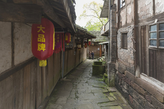 宜賓屏山龍華古鎮(zhèn)石板路老街街景
