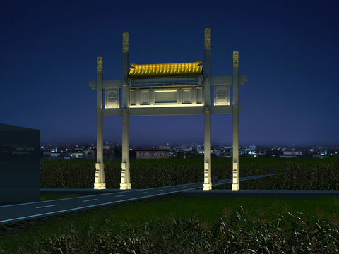 牌坊夜景效果圖