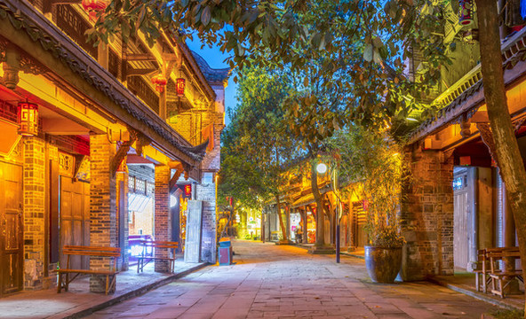 成都老建筑夜景