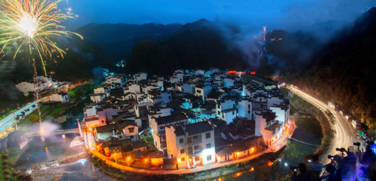 江西婺源村鎮(zhèn)夜景