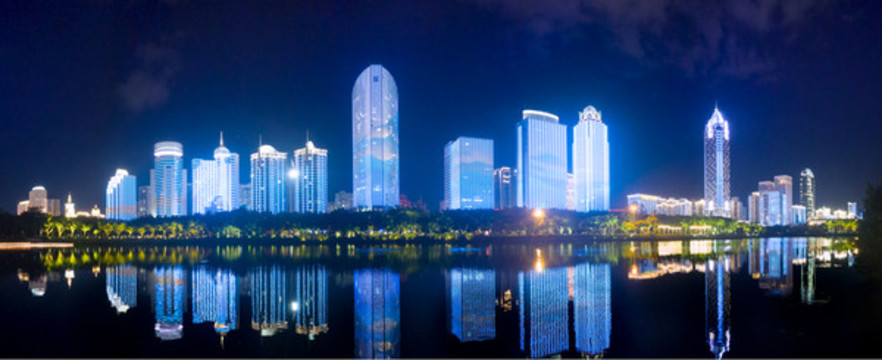 ?？谌f綠園建筑亮化夜景