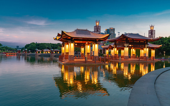 佛山千燈湖公園夜景