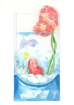 水彩畫小人國(guó)插畫
