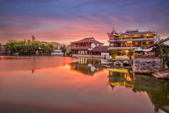 中國蘇州錦溪古鎮(zhèn)的古建筑和風(fēng)光