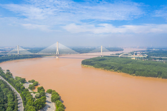 航拍濟(jì)南建邦黃河大橋20