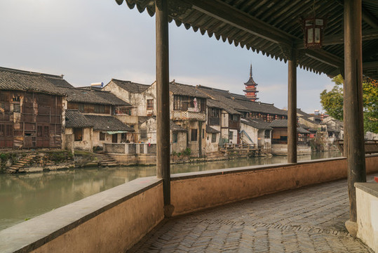 中國江蘇蘇州千燈古鎮(zhèn)古建筑街道
