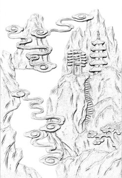 祥云山水素描