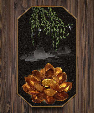 玄關(guān)荷花壁畫