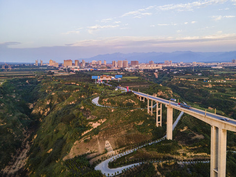 航拍潼關(guān)列斜溝大橋