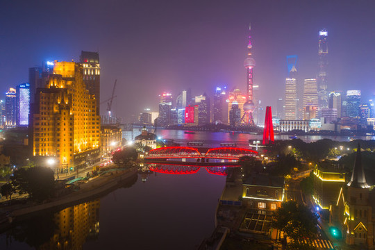 航拍上海城市夜景137