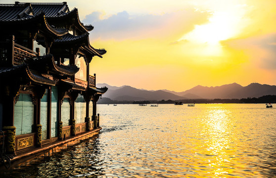 杭州西湖黃昏風(fēng)光