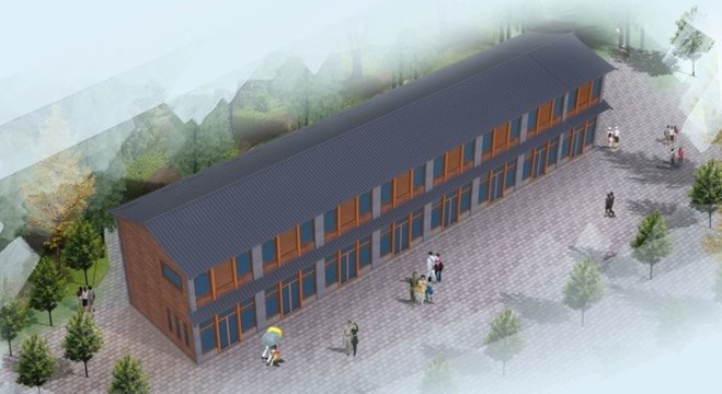 二層商業(yè)街步行街現(xiàn)代中式建筑