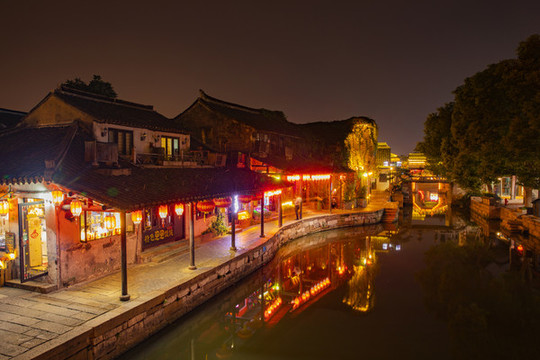 嘉善西塘古鎮(zhèn)夜景風(fēng)光