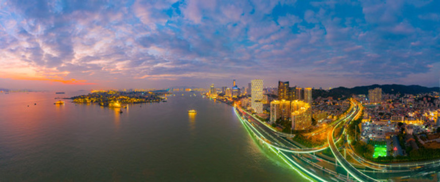 廈門海灣城市夜景