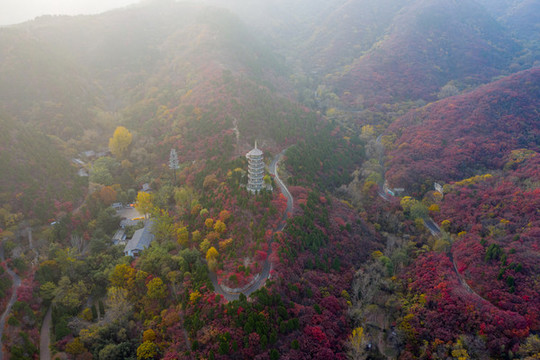 航拍濟(jì)南紅葉谷049