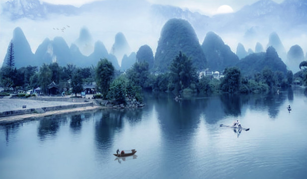 水墨江南山水畫