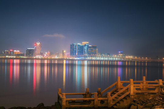 中國澳門城市建筑天際線濱海風(fēng)光