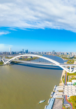 上海黃浦江盧浦大橋城市風(fēng)光