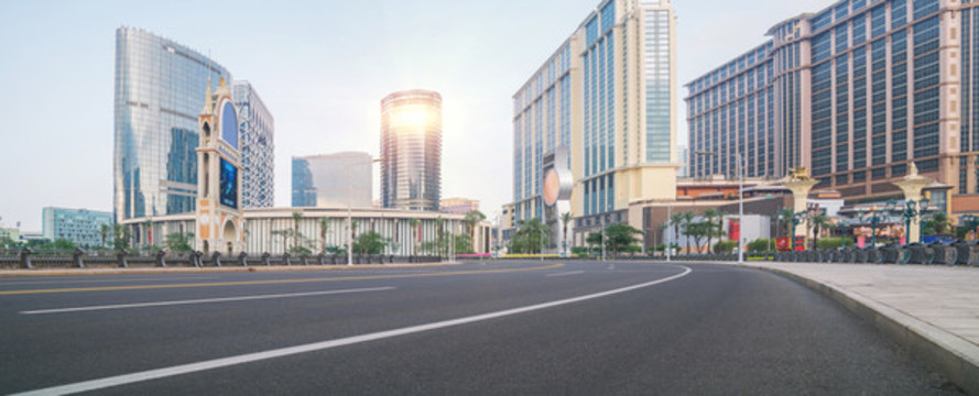 中國澳門城市建筑天際線道路交通