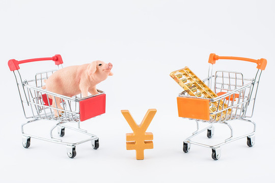 猪肉涨价降价物价变化创意图片