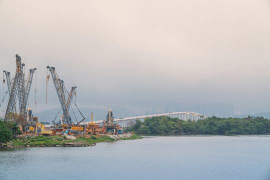 澳門城市建筑天際線和濱海風(fēng)光