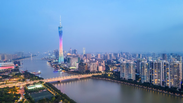 航拍廣州夜景