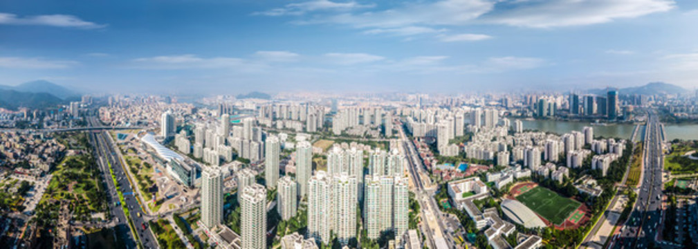 航拍珠海城市建筑景觀天際線
