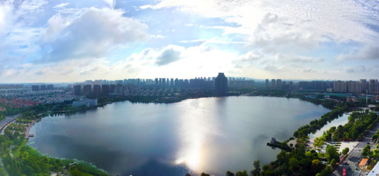 龍池湖全景圖金陵學(xué)府樓頂