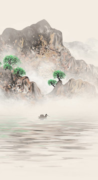 中國風意境水墨山水風景